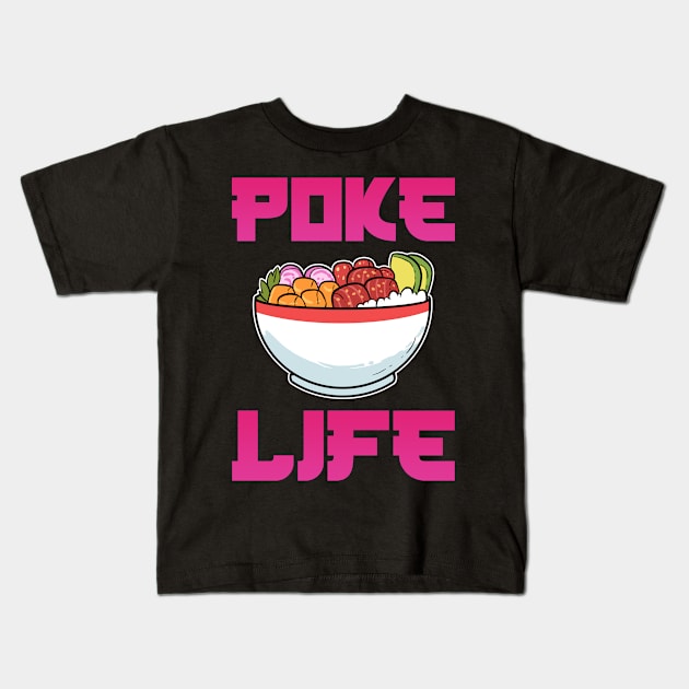 Hawaiian Sushi Poke Life Anime Fish Seafood Aloha Kids T-Shirt by amango